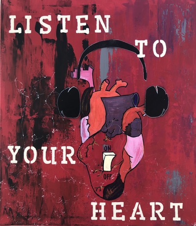 FS - listen to your heart - Pop-Art - mixed media - 70x80-2021