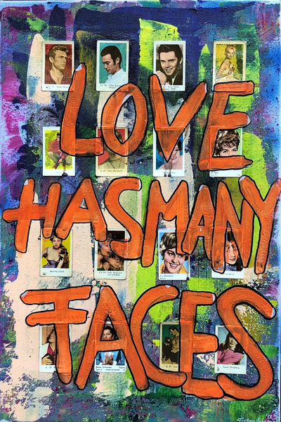 love has many faces by frollein suomi 40x60cm acryl mixedmedia
