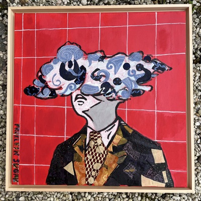 head in the cluds by frollein suomi 2024 60cmx60cm acryl krawatten