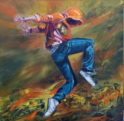 breakdancer 50x50cm  Öl auf Leinwand