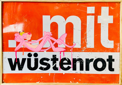 ID-Pink Panther auf Wüstenrot Werbeschild-60x60-2022