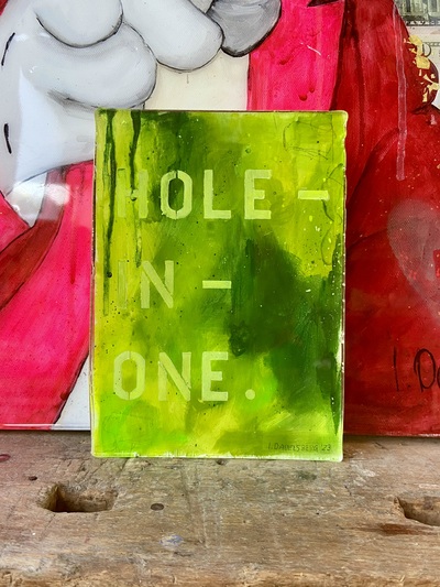 id - hole in one - Epoxidharz und Acryl auf Holz - 13x18 - 2023