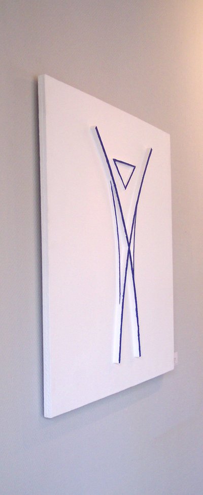 JK 14490 Der mensch 100 x 100 cm Gips + Holzleisten + Holzplatte Detail 3