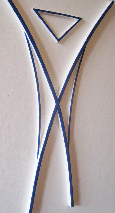 JK 14490 Der Mensch 100 x 100 cm Gips + Holzleisten + Holzplatte Detail 2