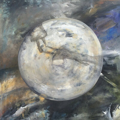 ah-girl on the moon-acryl on canvas-90x90