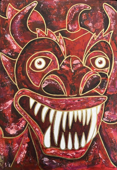 rrm - Diablo de Yare V - Acryl auf Holz - 29 x42 - 2021
