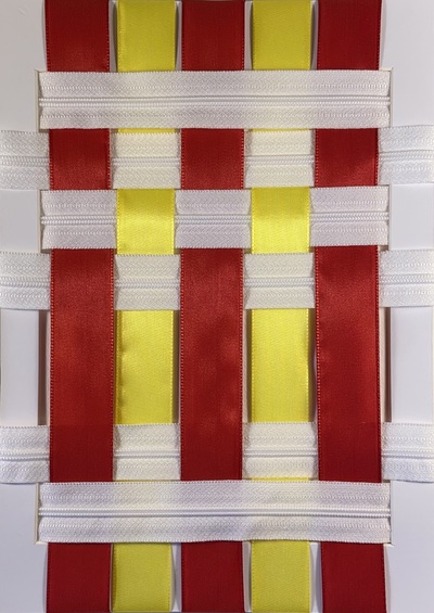 rrm - Sonnenlicht - Textilkunst - Recycelte Materialien - 18x26 - 2022