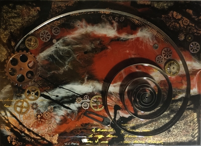 20 - ca - Lebendige Mechanik - Resin Art Work - Epoxidharz -50x70 - 2023
