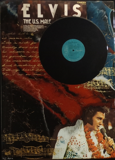 21 - ca - Elvis´Schallplatte als zeitloses Erbe - Resin Art Work - Epoxidharz -50x70 - 2023