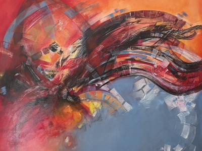 03..Flucht, Acryl auf Leinwand 150 x 120 cm gemalt 2019, BZ