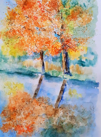 MB-Herbst in Tueschenbroich-Aquarell-35x45-Euro 180-2022