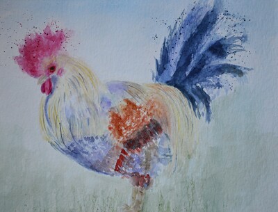 MB Aquarell auf Papier Donald,der kleine Gockel 30x40cm € 140,-